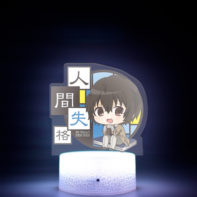 Bungo Stray Dogs Version Q Acrylic night light 16 kinds of color changing USB interface box 14X7X4CM white base