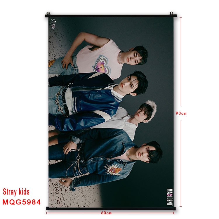 Straykids Anime black Plastic rod Cloth painting Wall Scroll 60X90CM MQG-5984