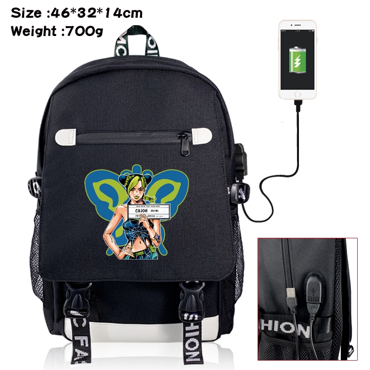 JoJos Bizarre Adventure USB backpack cartoon print student backpack 46X32X14CM 700G