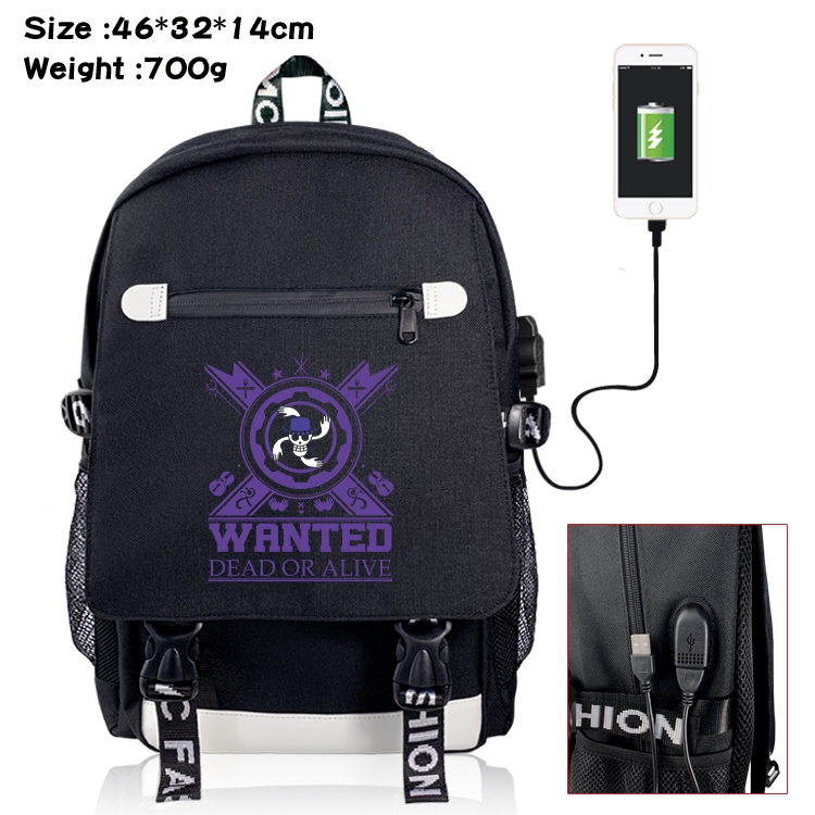 One Piece USB backpack cartoon print student backpack 46X32X14CM 700G