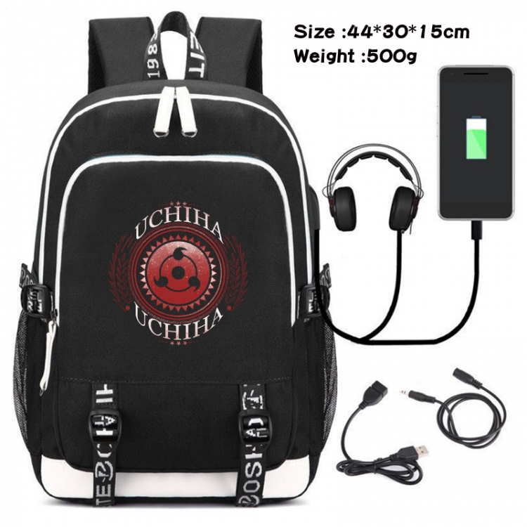 Naruto Canvas double-shoulder white zipper data backpack waterproof schoolbag 44X30X15CM 500G