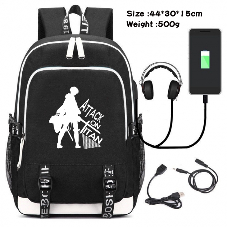 Shingeki no Kyojin Canvas double-shoulder white zipper data backpack waterproof schoolbag 44X30X15CM 500G