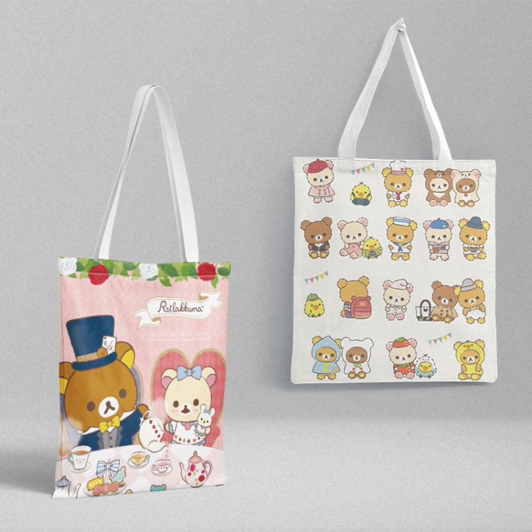 Rilakkuma Anime peripheral canvas handbag gift bag large capacity shoulder bag 36x39cm price for 2 pcs