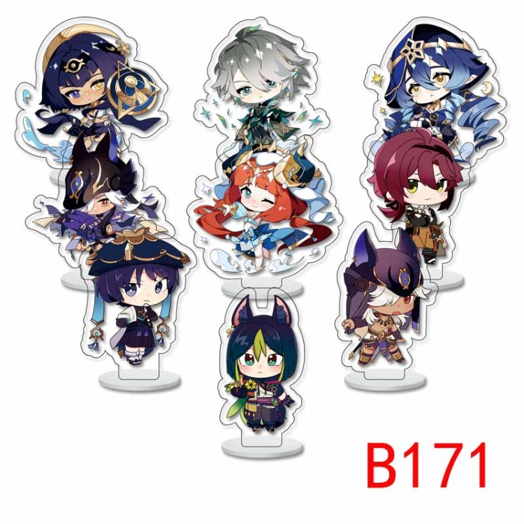 Genshin Impact Anime Character acrylic Small Standing Plates  Keychain 6cm a set of 9 B171