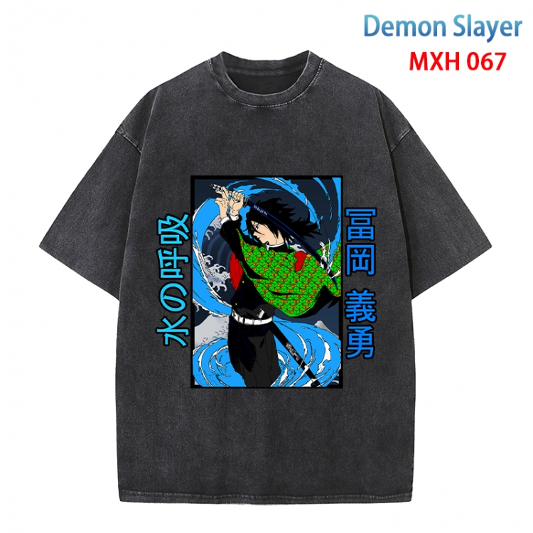 Demon Slayer Kimets Anime peripheral pure cotton washed and worn T-shirt from S to 4XL MXH-067