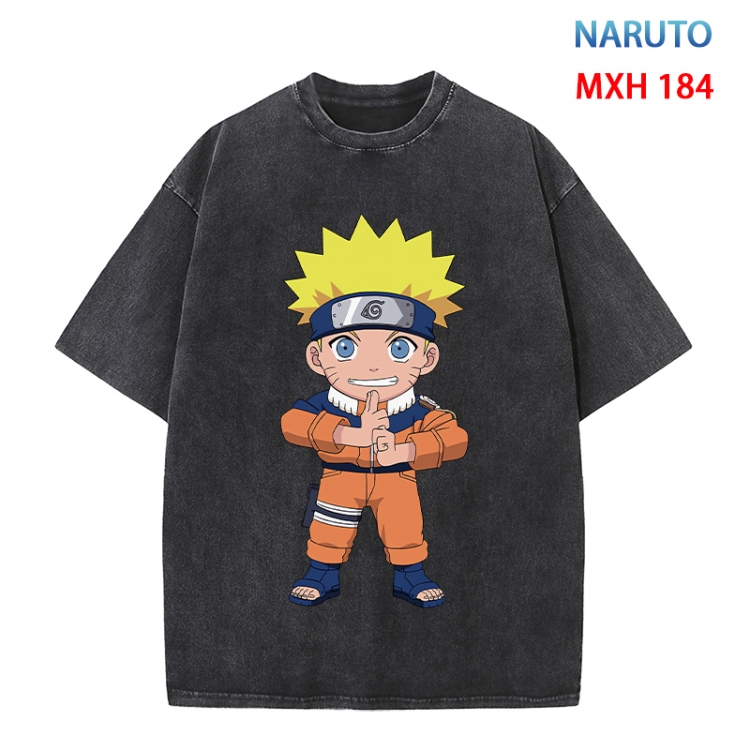 Naruto Anime peripheral pure cotton washed and worn T-shirt from S to 4XL MXH 184
