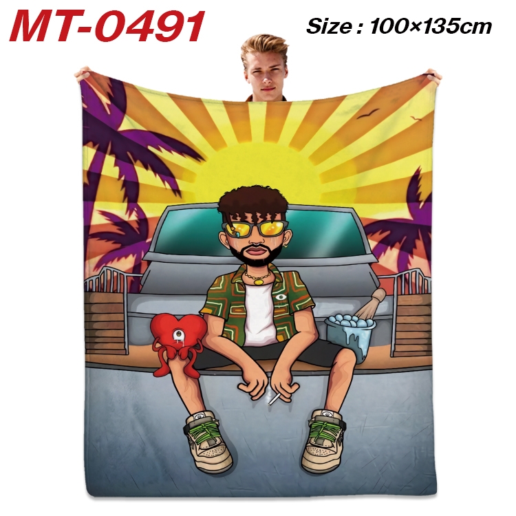 Bad Bunny flannel blanket air conditioner quilt double-sided printing 100x135cm MT-0491