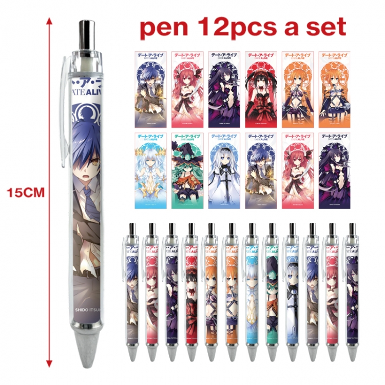 Date-A-Live anime peripheral student ballpoint pen a set of 12