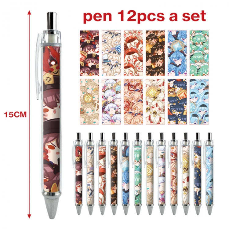 Genshin Impact anime peripheral student ballpoint pen a set of 12