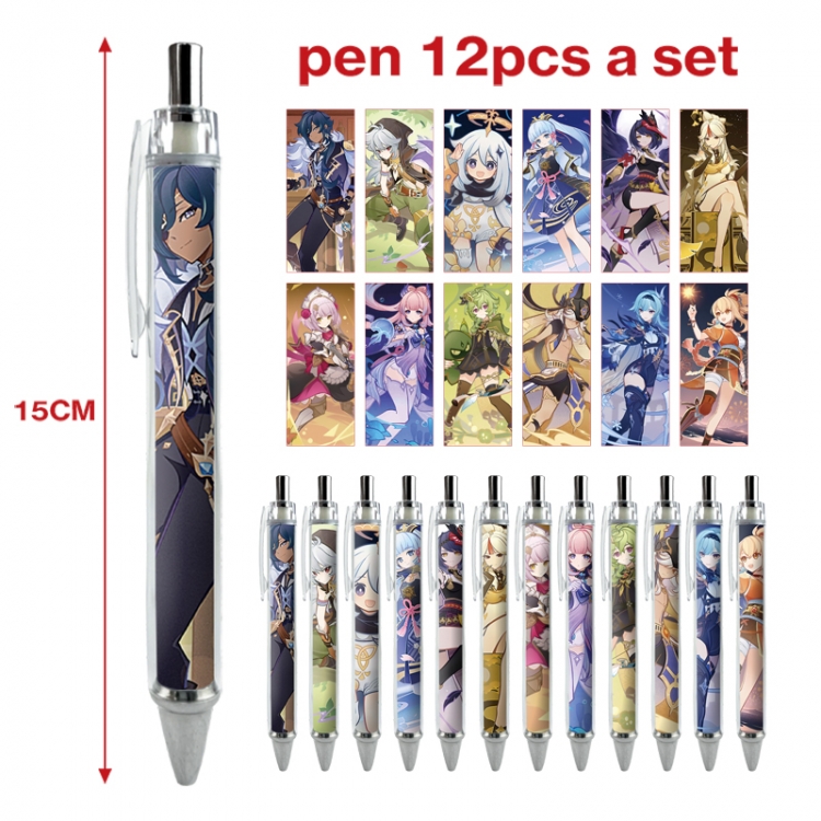 Genshin Impact anime peripheral student ballpoint pen a set of 12