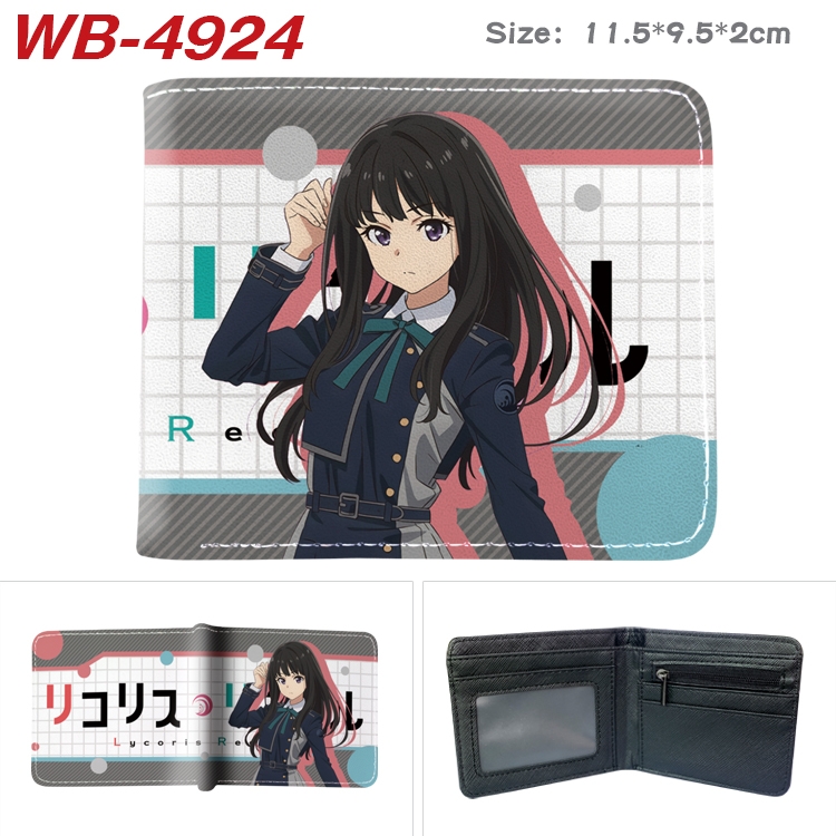 Lycoris Recoil Animation color PU leather half fold wallet 11.5X9X2CM WB-4924A