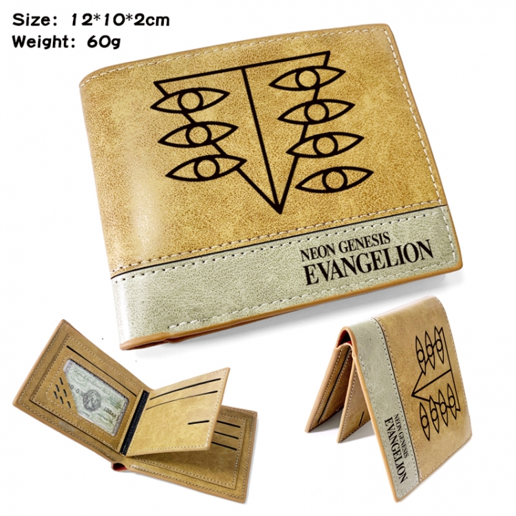 EVA Anime high quality PU two fold embossed wallet 12X10X2CM 60G