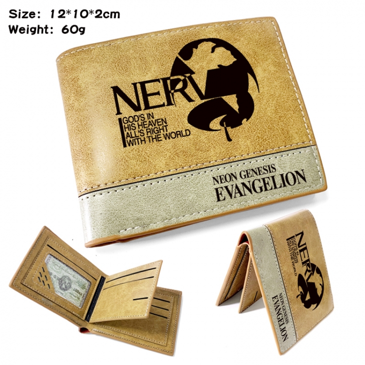 EVA Anime high quality PU two fold embossed wallet 12X10X2CM 60G