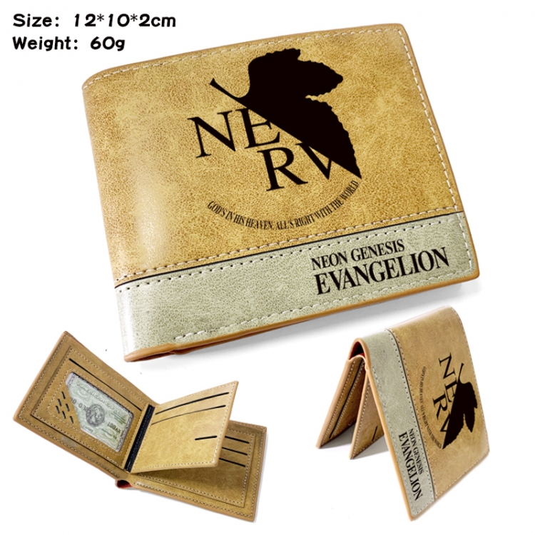 EVA Anime high quality PU two fold embossed wallet 12X10X2CM 60G