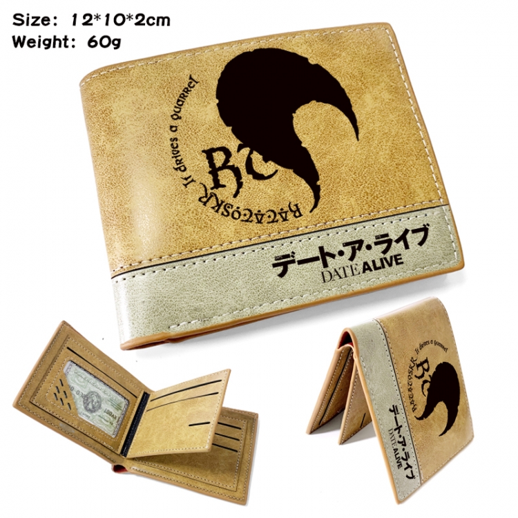 Date-A-Live Anime high quality PU two fold embossed wallet 12X10X2CM 60G