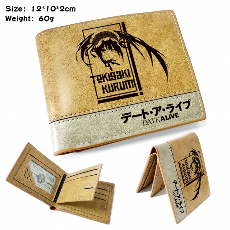 Date-A-Live Anime high quality PU two fold embossed wallet 12X10X2CM 60G