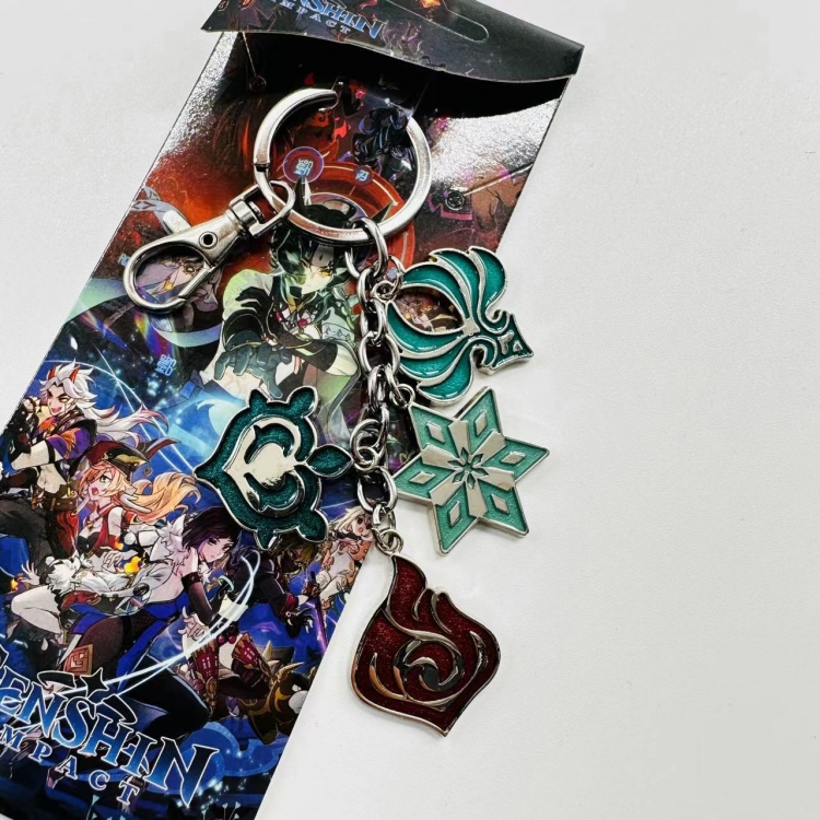Genshin Impact Anime cartoon 4 pendant keychain pendant style J