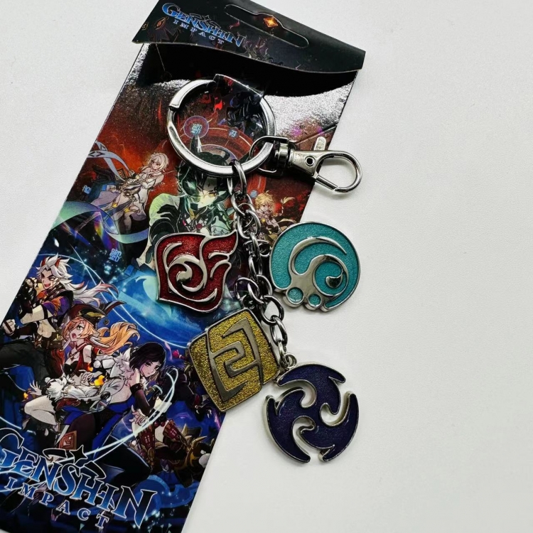 Genshin Impact Anime cartoon 4 pendant keychain pendant style K