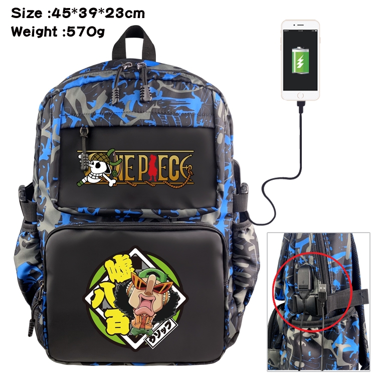One Piece Anime waterproof nylon camouflage backpack School Bag 45X39X23CM
