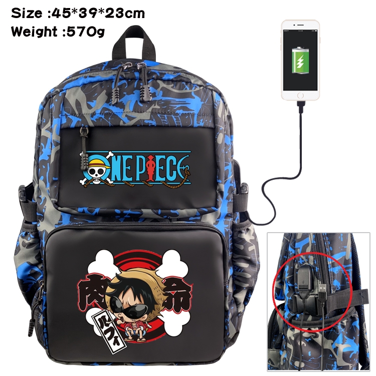 One Piece Anime waterproof nylon camouflage backpack School Bag 45X39X23CM