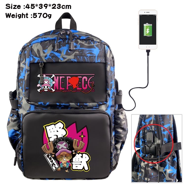 One Piece Anime waterproof nylon camouflage backpack School Bag 45X39X23CM