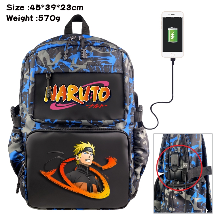 Naruto Anime waterproof nylon camouflage backpack School Bag 45X39X23CM