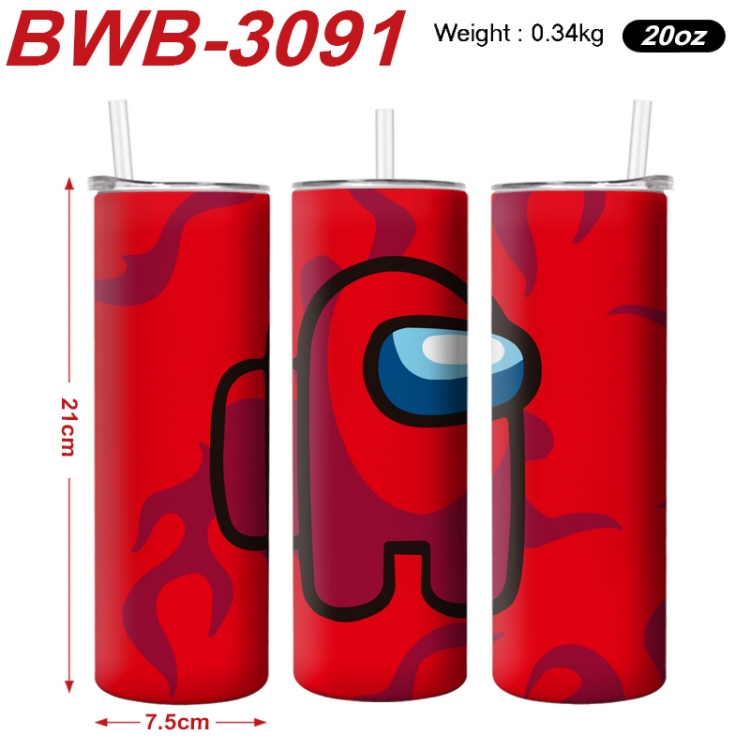 Among us Anime printing insulation cup straw cup 21X7.5CM BWB-3091A