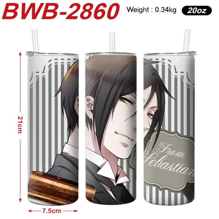 Kuroshitsuji Anime printing insulation cup straw cup 21X7.5CM BWB-2860A