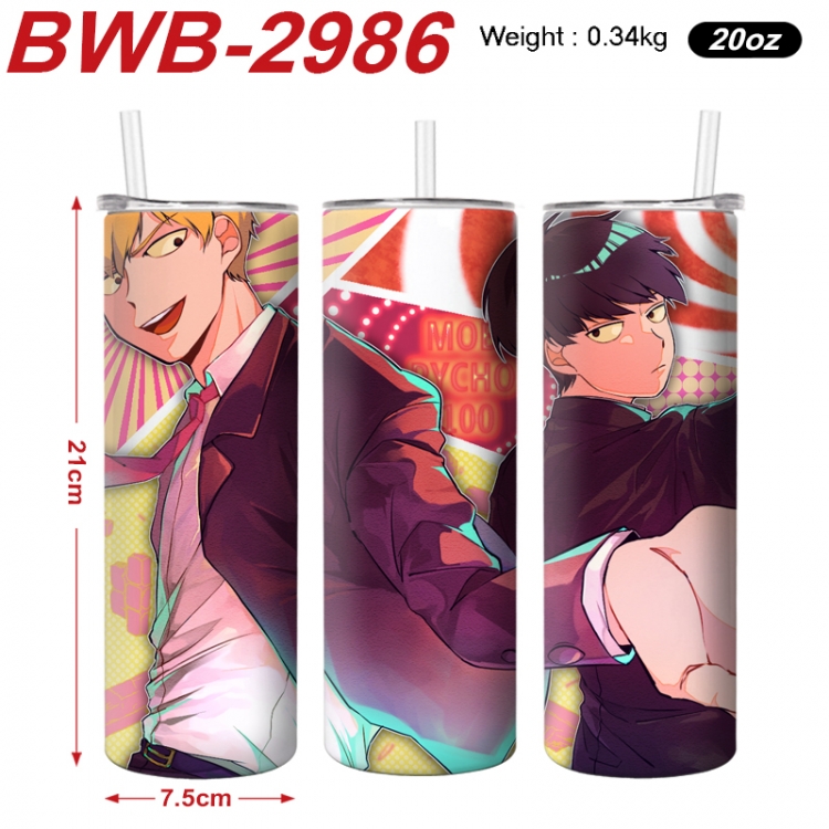 Mob Psycho 100 Anime printing insulation cup straw cup 21X7.5CM  BWB-2986A
