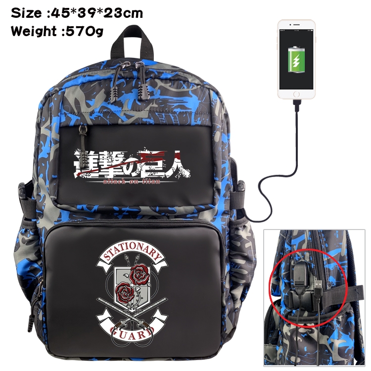Shingeki no Kyojin Anime waterproof nylon camouflage backpack School Bag 45X39X23CM
