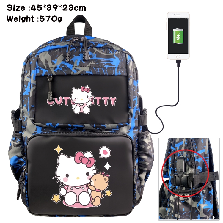 sanrio Anime waterproof nylon camouflage backpack School Bag 45X39X23CM