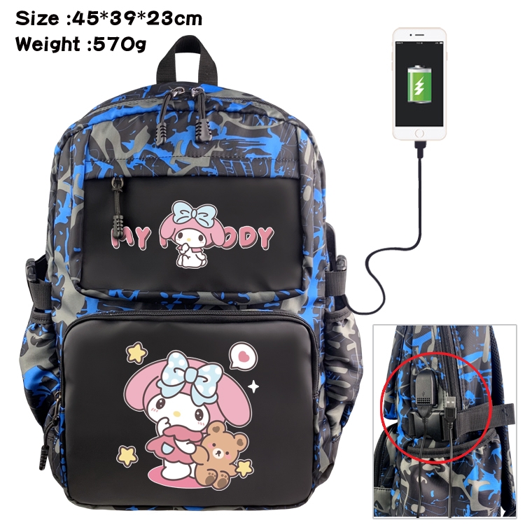 sanrio Anime waterproof nylon camouflage backpack School Bag 45X39X23CM