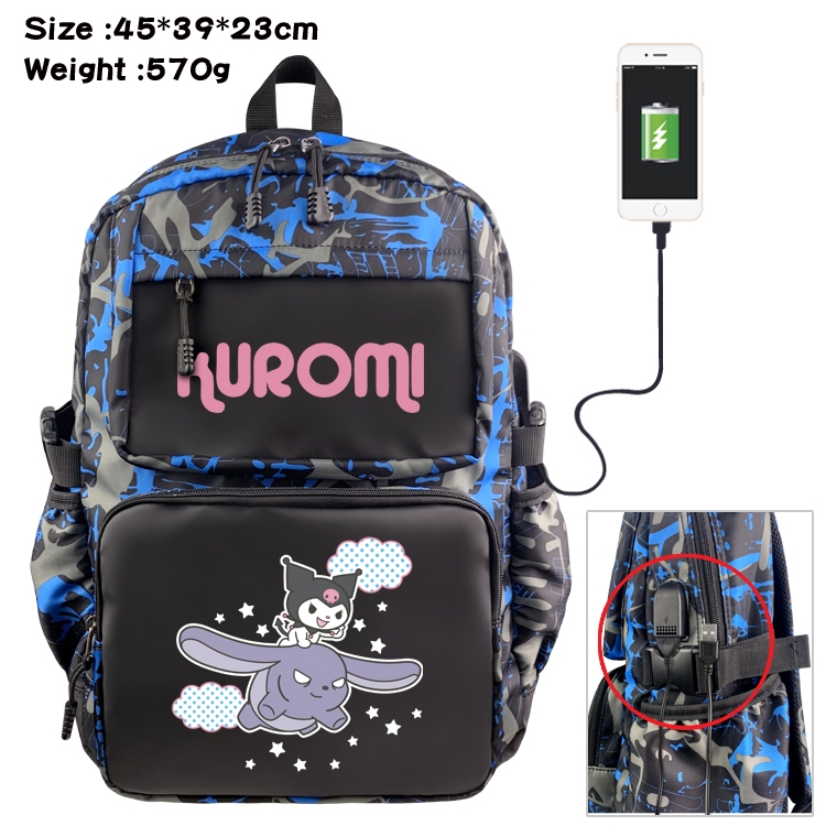 sanrio Anime waterproof nylon camouflage backpack School Bag 45X39X23CM