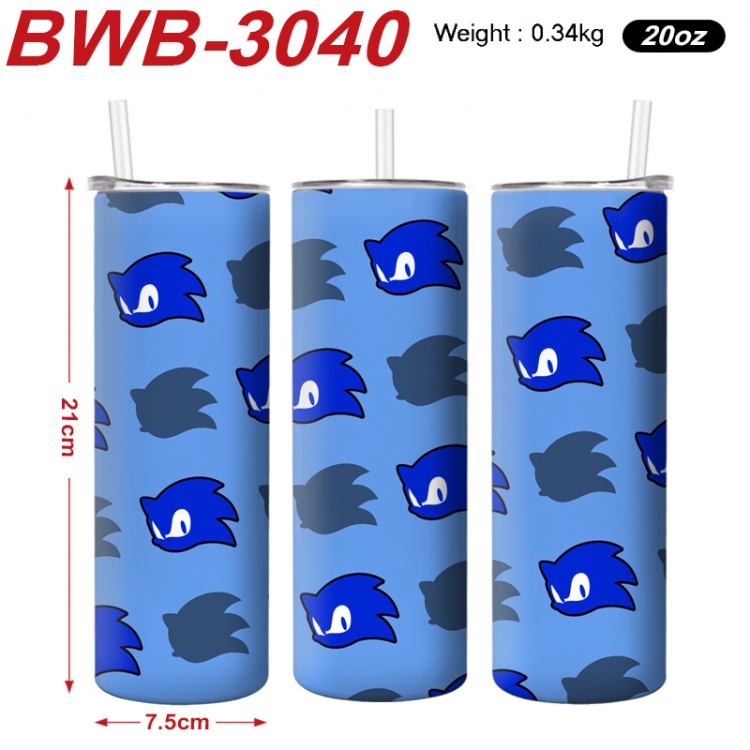 Sonic The Hedgehog Anime printing insulation cup straw cup 21X7.5CM BWB-3040A