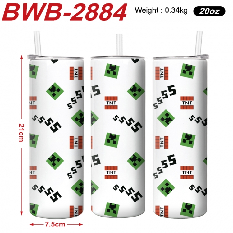 Minecraft Anime printing insulation cup straw cup 21X7.5CM BWB-2884A