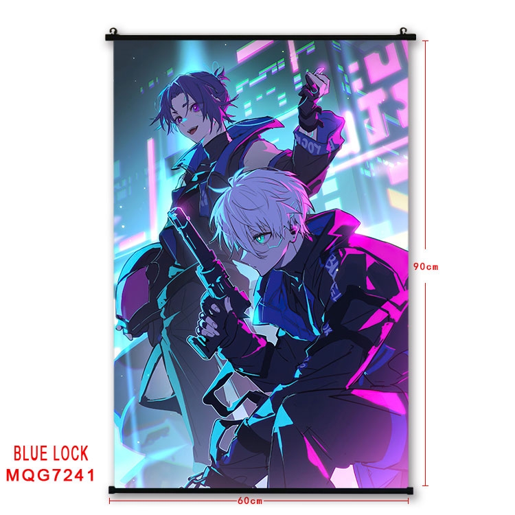 BLUE LOCK Anime black Plastic rod Cloth painting Wall Scroll 60X90CM MQG-7241