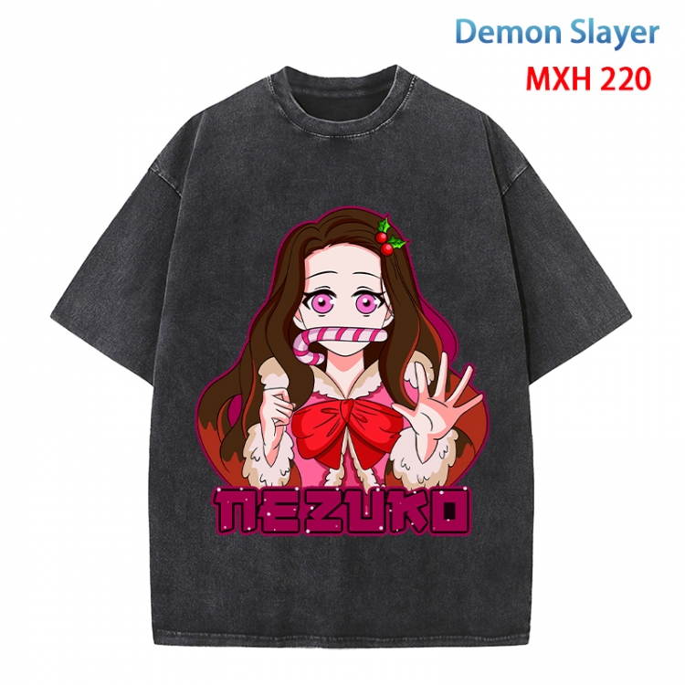 Demon Slayer Kimets Anime peripheral pure cotton washed and worn T-shirt from S to 4XL MXH 220