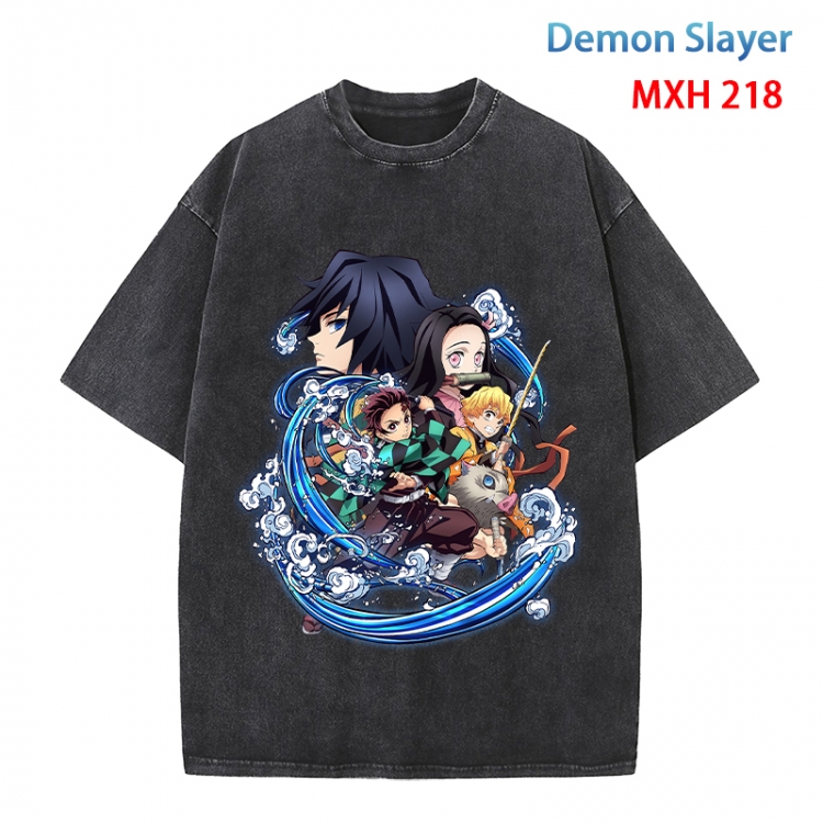 Demon Slayer Kimets Anime peripheral pure cotton washed and worn T-shirt from S to 4XL  MXH 218
