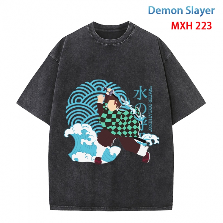 Demon Slayer Kimets Anime peripheral pure cotton washed and worn T-shirt from S to 4XL MXH 223