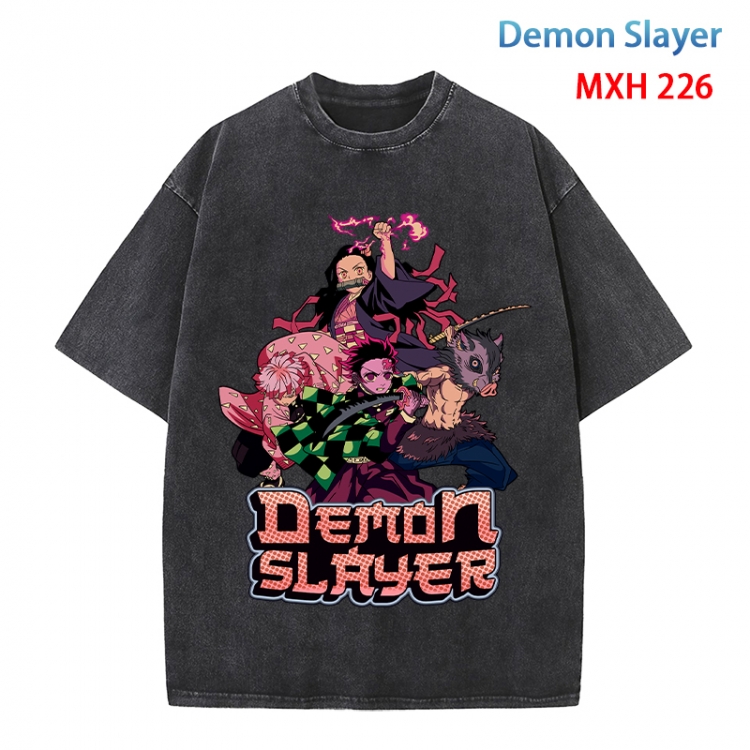 Demon Slayer Kimets Anime peripheral pure cotton washed and worn T-shirt from S to 4XL MXH 226