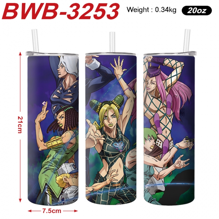 JoJos Bizarre Adventure Anime printing insulation cup straw cup 21X7.5CM  BWB-3253A