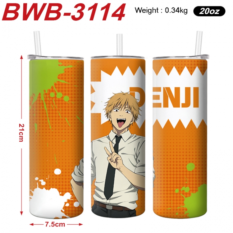 Chainsaw man Anime printing insulation cup straw cup 21X7.5CM
