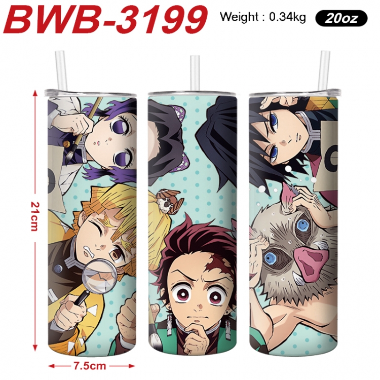 Demon Slayer Kimets Anime printing insulation cup straw cup 21X7.5CM BWB-3199A