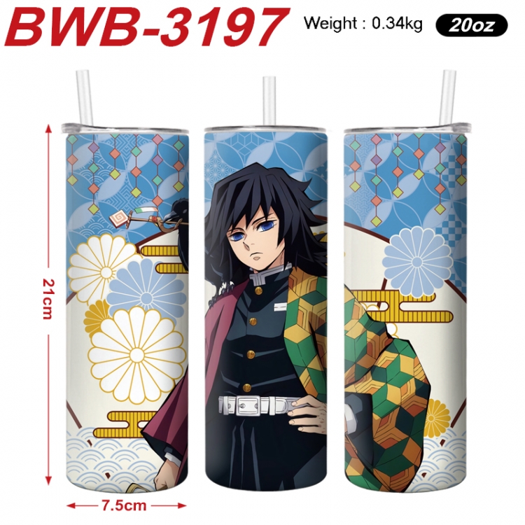 Demon Slayer Kimets Anime printing insulation cup straw cup 21X7.5CM BWB-3197A