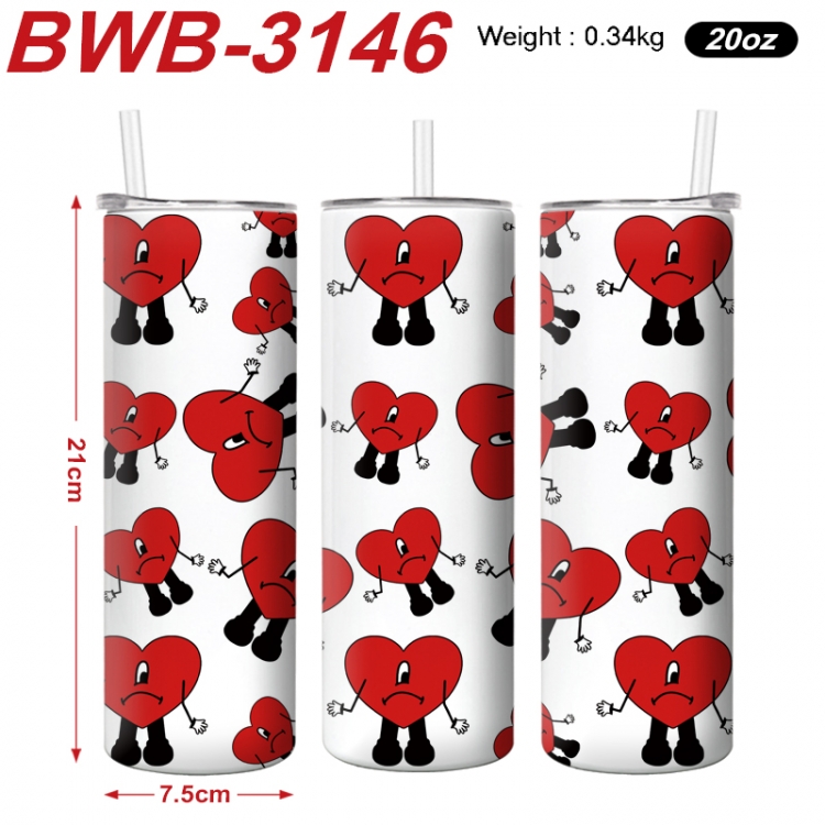 bad bunny Anime printing insulation cup straw cup 21X7.5CM BWB-3146A