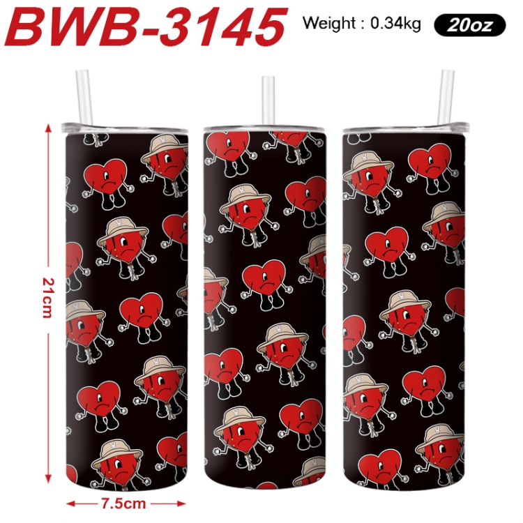 bad bunny Anime printing insulation cup straw cup 21X7.5CM BWB-3145A