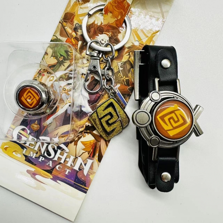 Genshin Impact Anime Surrounding Ring Key Buckle Handle Band 3 Piece Set