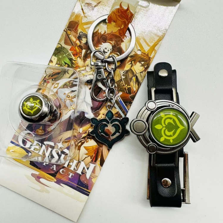 Genshin Impact Anime Surrounding Ring Key Buckle Handle Band 3 Piece Set