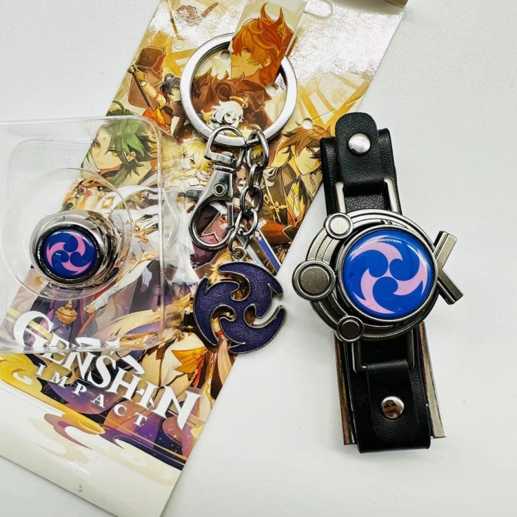 Genshin Impact Anime Surrounding Ring Key Buckle Handle Band 3 Piece Set