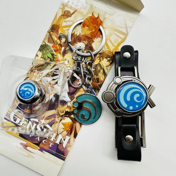 Genshin Impact Anime Surrounding Ring Key Buckle Handle Band 3 Piece Set